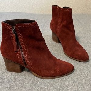 Sole Society Suede Boots Booties Size 7.5 Ankle Block Heel Boho Western